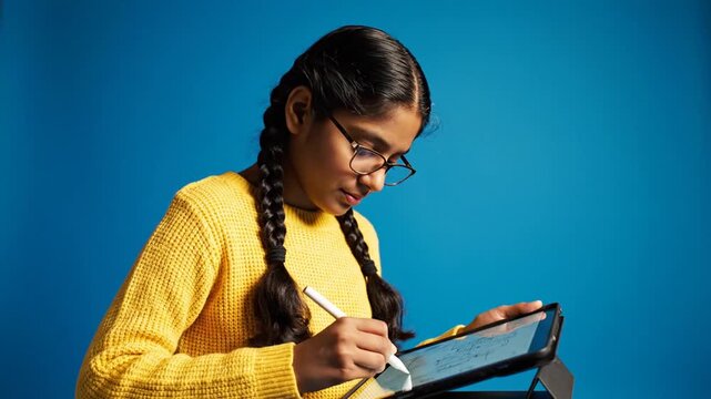 Cinematic portrait of a thoughtful middle-aged woman writing notes in a notebook, pausing to reflect with a pensive expression, captured in high-quality slow-motion footage.