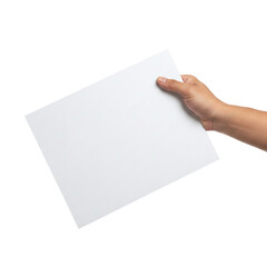 Fototapeta premium Hand holding a blank white paper sheet for mockup