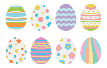 カラフルなかわいいイースターエッグのベクターイラストセット