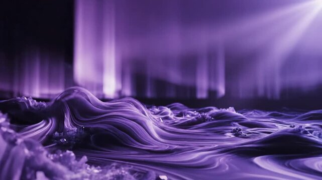 Flowing, textured blue land under light shafts