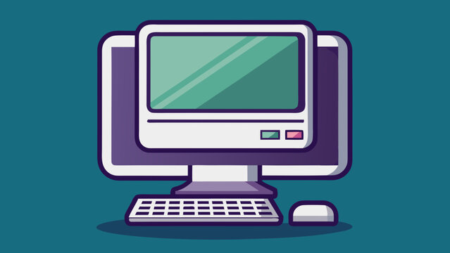 Vintage-style computer monitor with a sleek design and minimalist aesthetic on a desk isolated on white background, Vector