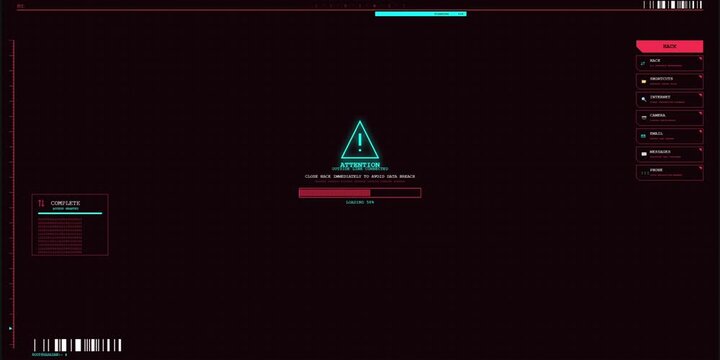 Futuristic digital interface displays glowing neon triangle on dark screen dashboard