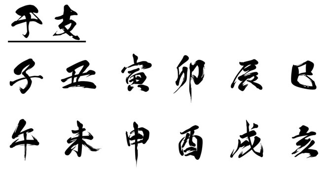 十二支の筆文字・和風デザイン素材