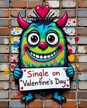 Cute monstruo soltero en San Valent&iacute;n.
