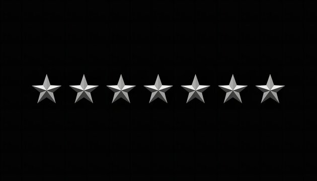 A row of seven silver stars on a black background