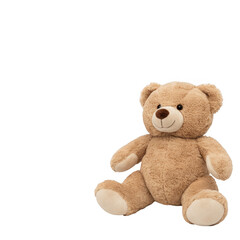 Obraz premium Brown Teddy Bear Sitting Alone stuffed isolated on a transparent background
