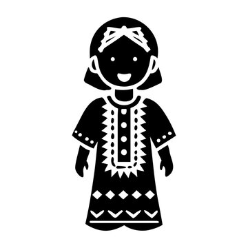 african girl in dashiki icon silhouette illustration for culture, fashion, and traditional design