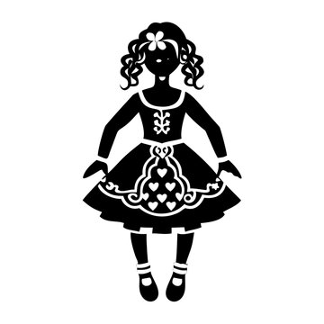 irish Dance girl icon - minimalist celtic step dancer silhouette