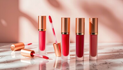 Liquid lipstick set with rose gold caps