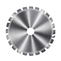Circular saw blade with sharp teeth metal tool isolated on a transparent background