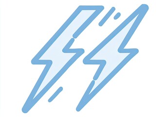 Two stylized, light blue lightning bolts, a vector illustration on a white background