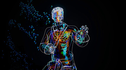 Conceptual 3D illustration of a karateka motion design