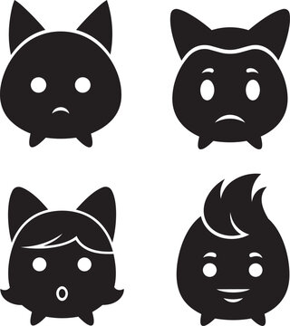 A set of four cartoon faces with different emotional expressions displayed in a grid