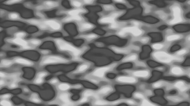 Abstract grayscale pattern featuring irregular dark blotches on a textured, mottled light background, resembling a microscopic surface.
