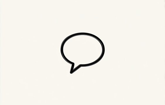 Black outline of a speech bubble on a textured off-white background