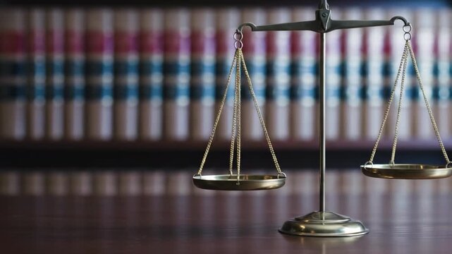 Scales of Justice Balance  Law Library with Legal Precision.