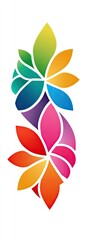 Colorful abstract design featuring layered petals in various hues, arranged in a vertical pattern