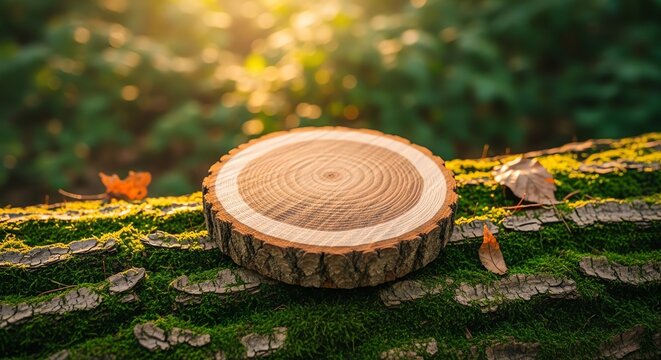 Tree stump with visible growth rings in forest