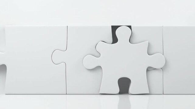 Close-up of a white puzzle with missing, symbolizing problem-solving and completion.