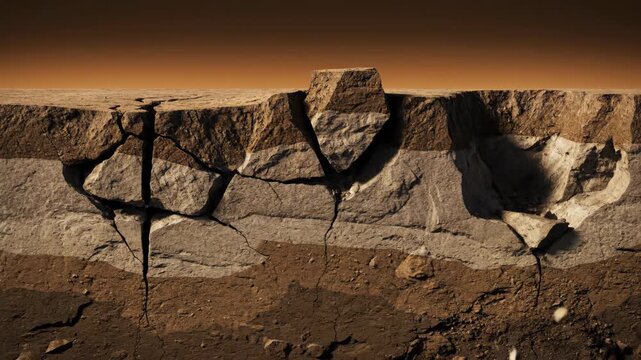 Earthquake Ground Crack Cross Section and Soil Layers Animation
