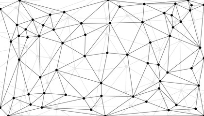 Obraz premium Dynamic abstract network mesh background with colorful connected nodes and geometric lines representing digital communication, big data connections, and futuristic technology structure design.