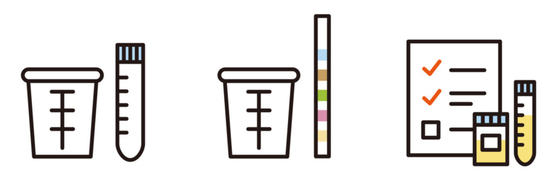 尿検査のアイコン。リトマス紙。健康診断、人間ドック、検尿。urine test.