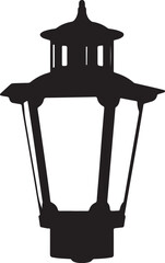 An old lantern on a white background designed as a metal icon vector illustration with a wood sign and art symbol