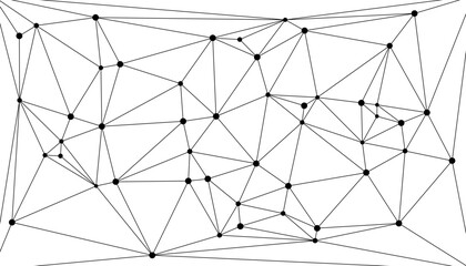 Obraz premium Dynamic abstract network mesh background with colorful connected nodes and geometric lines representing digital communication, big data connections, and futuristic technology structure design.