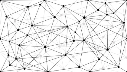 Obraz premium Dynamic abstract network mesh background with colorful connected nodes and geometric lines representing digital communication, big data connections, and futuristic technology structure design.