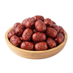 Obraz premium Heap of dried jujube red dates in wooden bowl