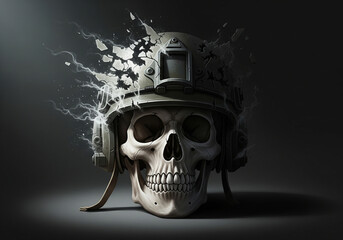 Authority and Sacrifice &ndash; Fading Helmet Skull Illustration