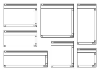 Vector retro computer frames in different sizes easily streatchable