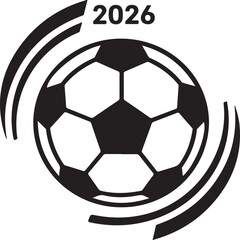 Obraz premium Football 2026 Logo with Soccer Ball and Dynamic Circular Motion Design
