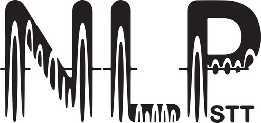 NLP typography vector silhouette art, Speech-to-text waveforms