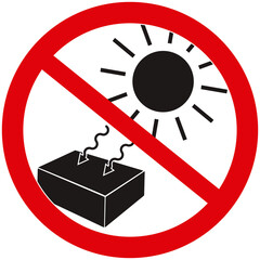 prohibition sign that means : Do not expose to sunlight.
