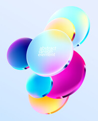 3D colored glass circle and ovals.  Abstract geometric background for presentation and banner  design.