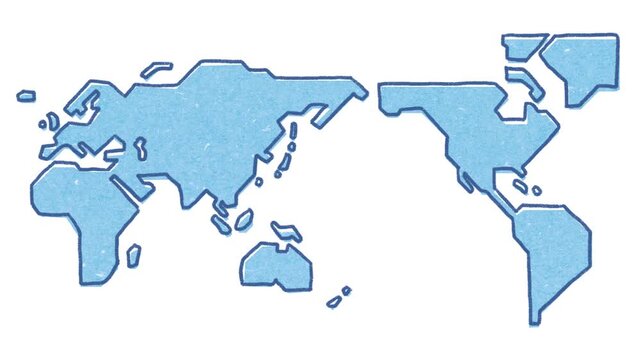 Hand drawn world map on paper texture
