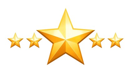 Fototapeta premium A large gold star is surrounded by smaller gold stars on a white background, symbolizing excellence and high ratings.