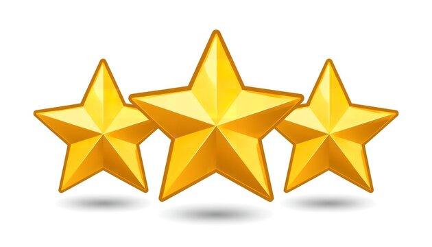 Three gold stars on a white background, symbolizing excellence and high quality rating