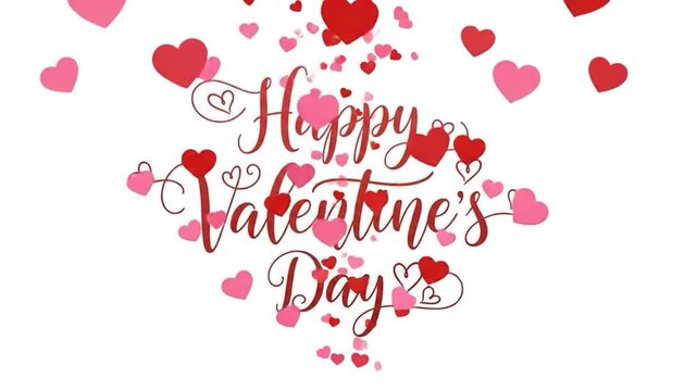 Happy Valentine Day Typography with Hearts Background