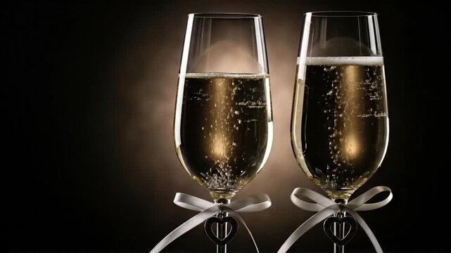 Elegant Love Champagne Toast Luxury Black Scene