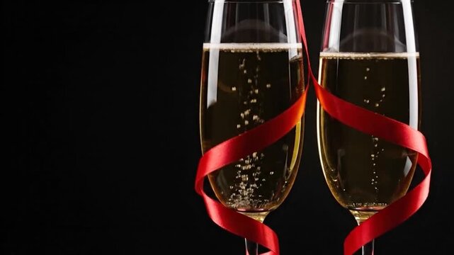 Elegant Love Champagne Toast Luxury Black Scene
