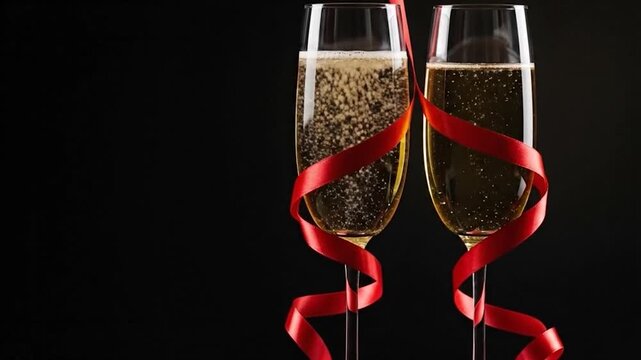 Elegant Love Champagne Toast Luxury Black Scene