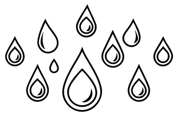 A minimalist vector graphic illustration of teardrop shapes in a simple black line art style on a white background