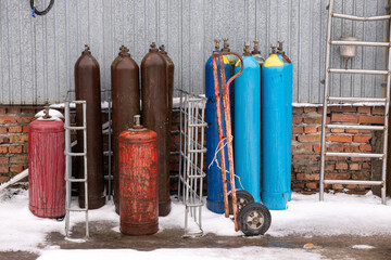gas cylinders with oxygen and propane