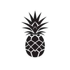 Fototapeta premium Minimal Pineapple Silhouette Icon – Black Tropical Fruit Symbol
