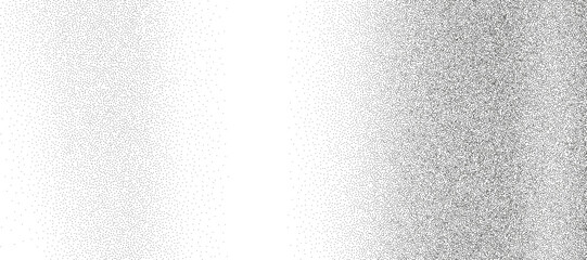 Gritty monochrome gradation background with sand halftone texture. Noise texture with black, silver and white gradient, stipple dot. Retro grunge overlay bg, modern paper poster. Trendy grain vector © janevasileva