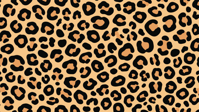 Classic seamless leopard print pattern with characteristic black and brown rosettes on a tan background for a wild, fashionable texture.