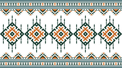 Traditional tribal seamless border pattern featuring ethnic geometric shapes and ornamental details in earth tone colors. Perfect for premium background design, digital paper, fabric design, wrapping 