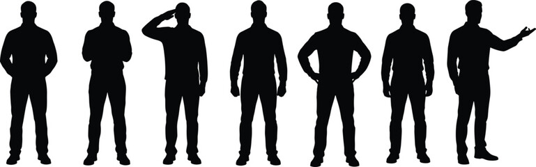 Obraz premium Six Silhouette Figures in Different Standing Positions different poses black